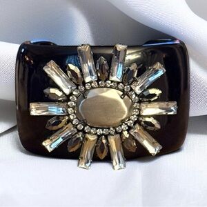 Bohm chunky acrylic rhinestone flower cuff bangle bracelet